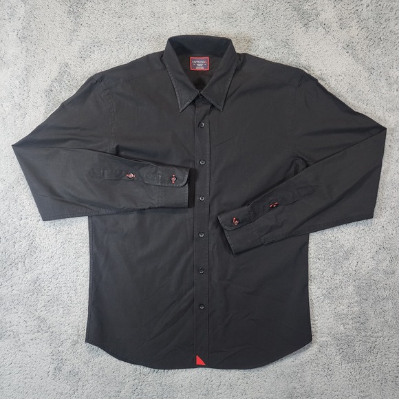 UNTUCKit Shirt Mens Medium Black Solid Button Down Slim Fit Cotton Long Sleeve - Picture 3 of 7